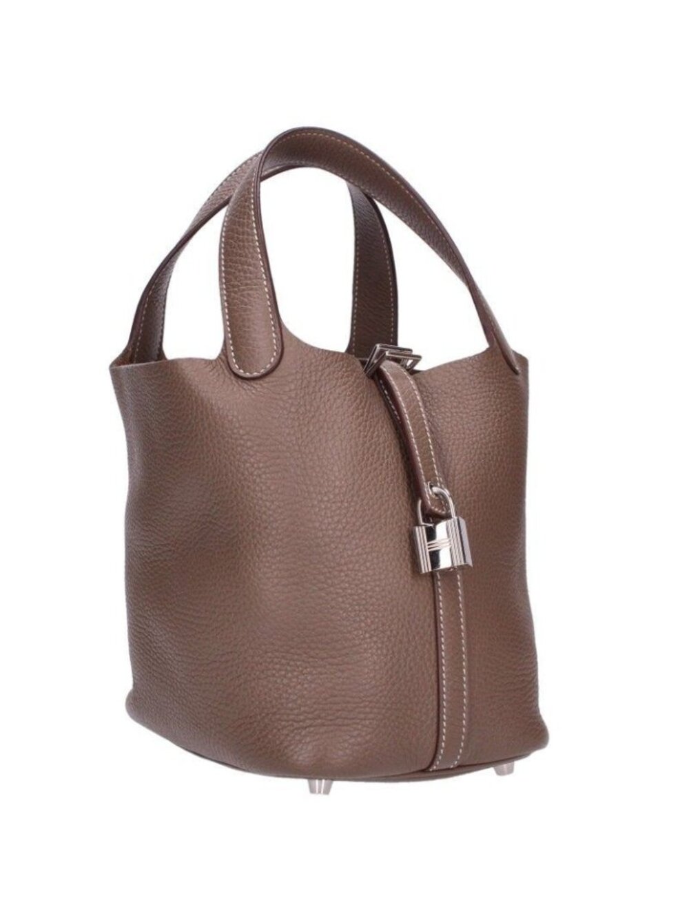 Hermes Picotin Lock PM Silver Taurillon Clemence Etoupe Handbag PM